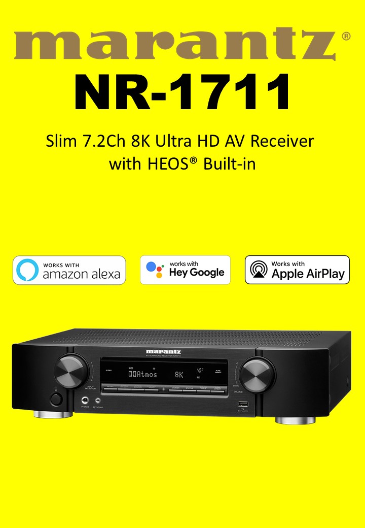 MARANTZ NR-1711 Slim 7.2 Ch 8K Ultra HD AV Receiver with HEOS Built-in