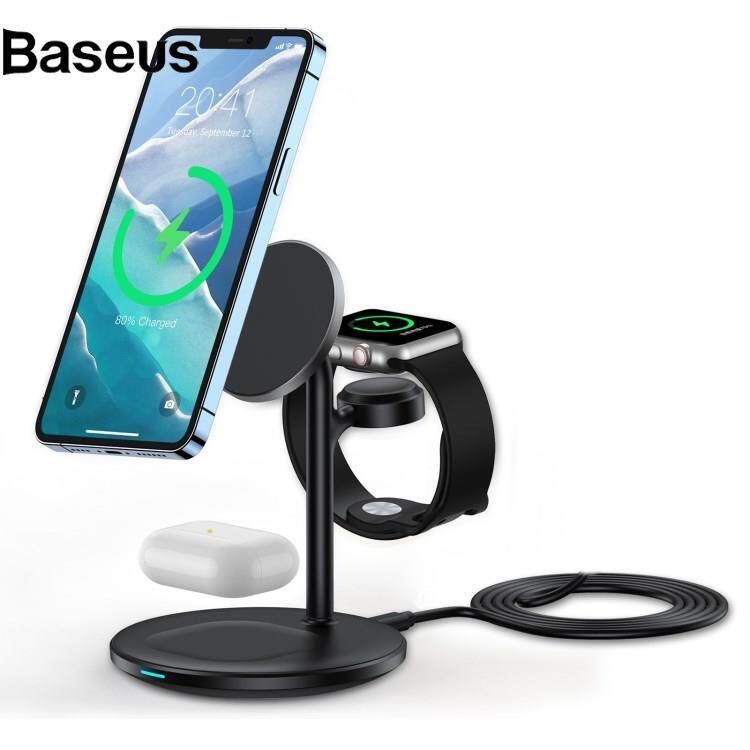 Baseus CHOETECH T585-F Desktop Stand 3 in 1 15W Max Charging Dock Magnetic Wireless Charger for Mobile Phone / Watch / Headset