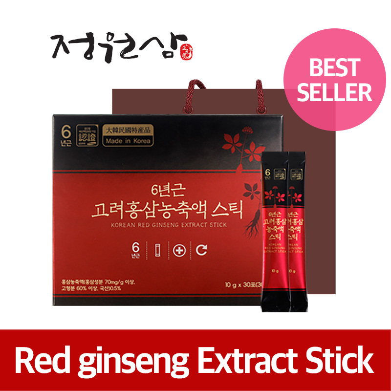 JUNGWONSAM Korean 6 Years Red Ginseng Extract Stick Korean Health Food Extract Evertime Improving Immune Systems (10g x 30sticks)