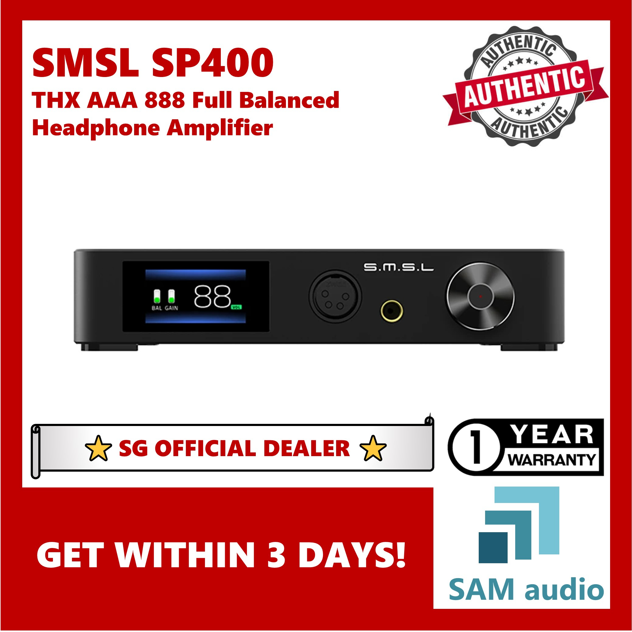 [SG] SMSL SP400, THX Certified, Full Balanced Headphone Amplifier, Hifi Audio