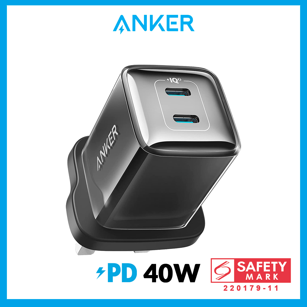 Anker 521 Powerport USB -C Charger 40W (Nano Pro) GaN II, PIQ 3.0 Durable Compact Fast Gan Charger, Anker Nano Pro for iPhone 14/14 Plus/14 Pro/14 Pro Max/13/13 Mini/13 Pro/13 Pro Max/12, Galaxy, Pixe