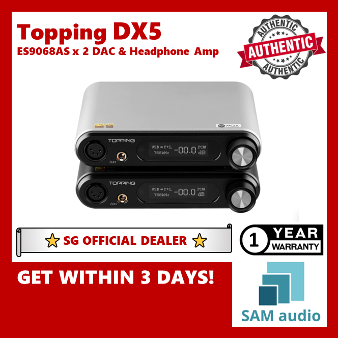 [?SG] TOPPING DX5, DAC MQA 2xES9068AS Decoder, DSD512 & PCM 32bit768kHz, High-Performance Audio