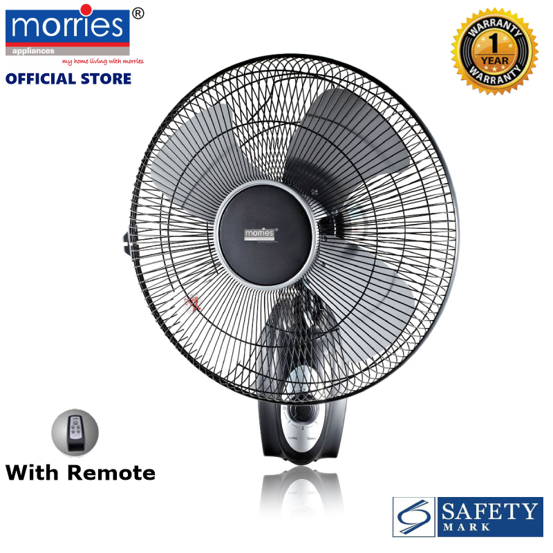 Morries 16 Inches Blade Fan Wall Fan W/Remote Control MS-333WFR