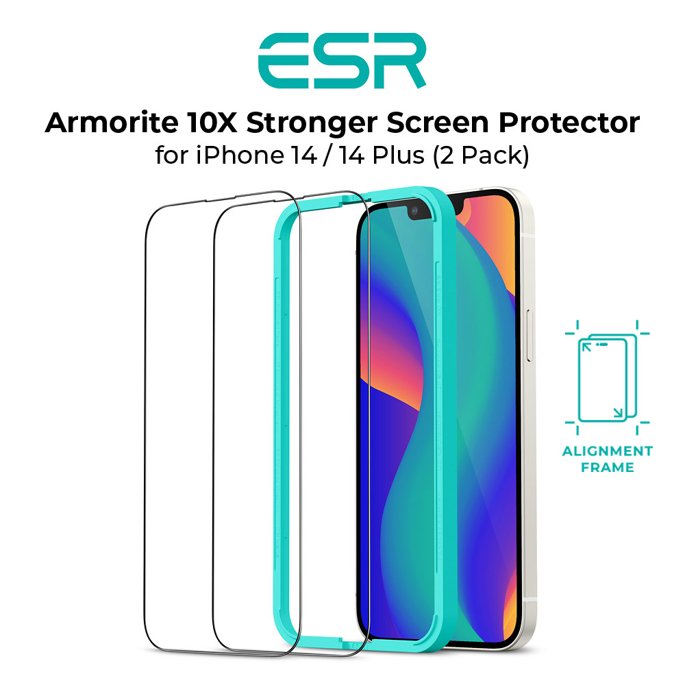 ESR Armorite 10X Stronger Screen Protector for iPhone 14 / 14 Plus / 14 Pro / 14 Pro Max / 13 Pro Max - 2 Pack